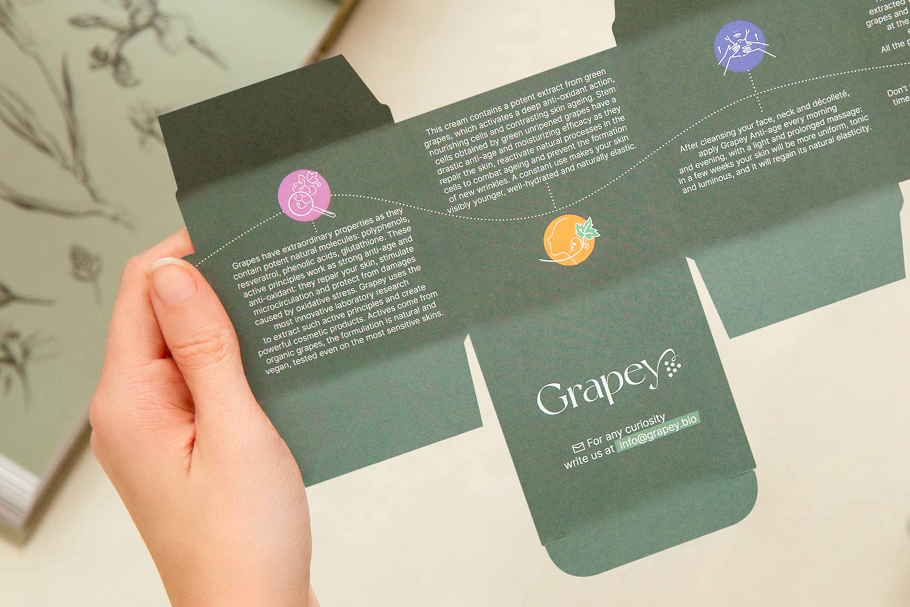 grapey sustainable cardboard packaging with instructions